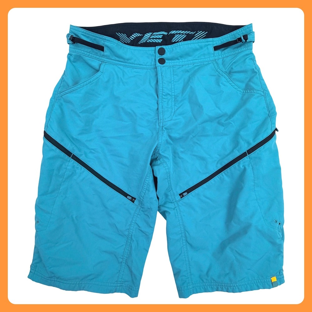 Yeti Cycles MTB Shorts Men Large 34 Teal Adjustable Trail Riding Biking 13.5"